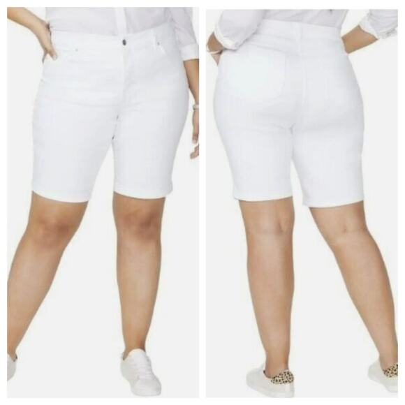 NYDJ Women's Briella Roll Cuff Shorts Optic White Size 16 - Picture 1 of 9